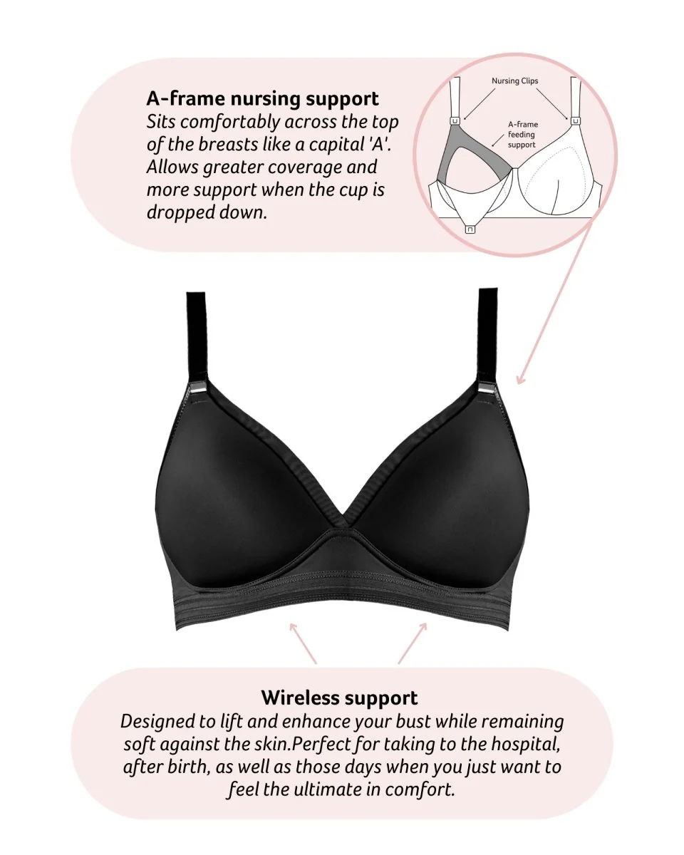 Ambition T-Shirt Nursing Bra - Black - Image 4