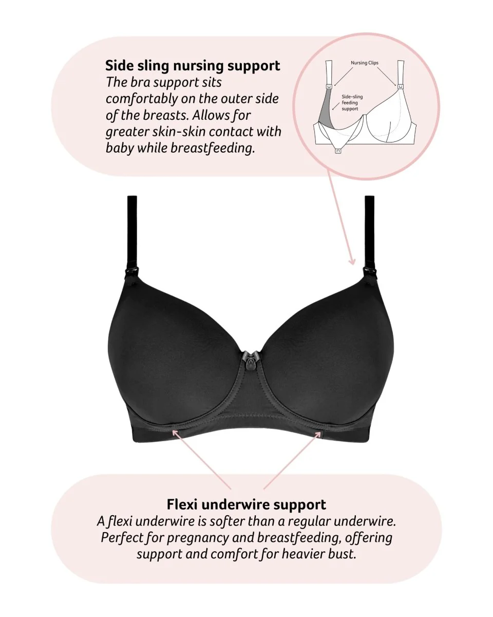Forever Yours T-Shirt Nursing Bra - Black - Image 3
