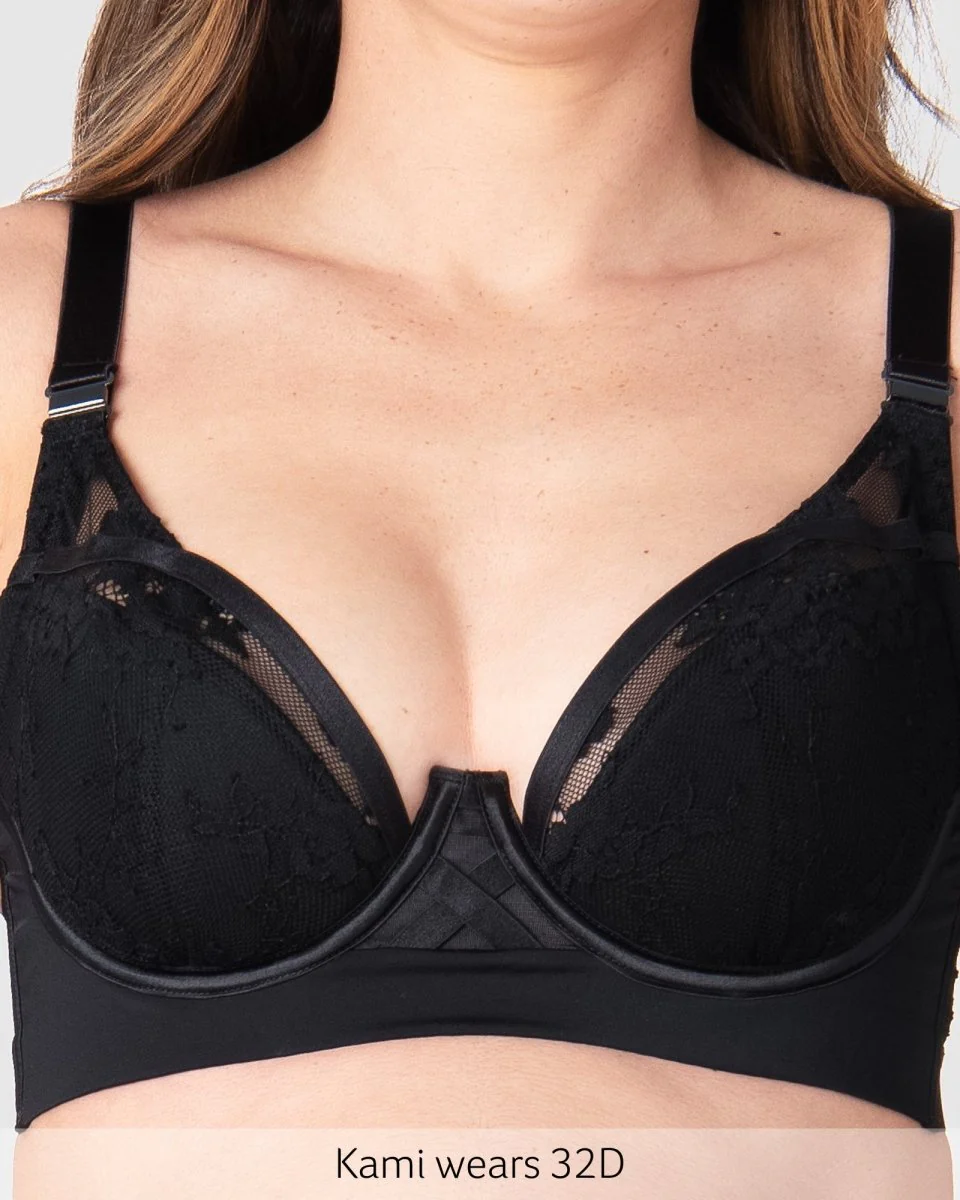 Goddess Plunge Lace Nursing Bra - Black - Image 4