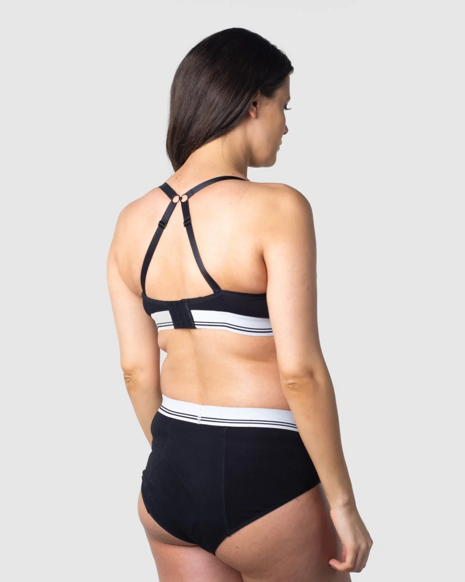 Icon Cotton T-shirt Nursing Bra - Black - Image 4