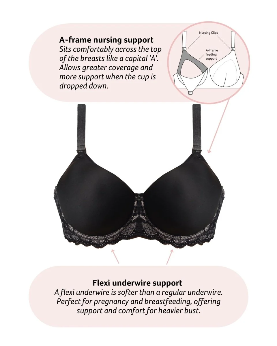 Obsession T-Shirt Nursing Bra - Black - Image 4