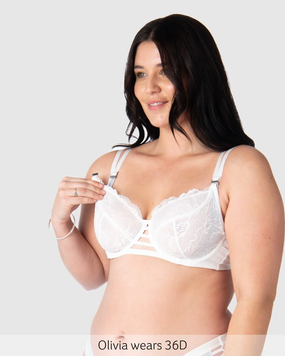 True Luxe Plunge Nursing Bra - White - Image 3